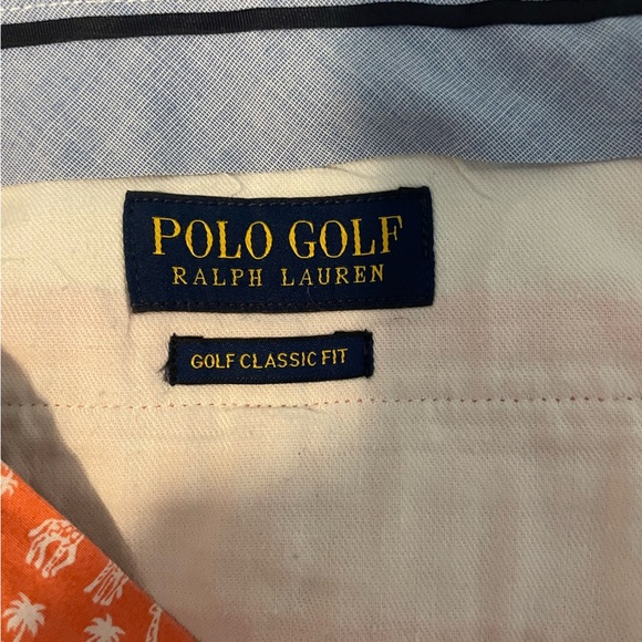 Polo Golf Ralph Lauren Classic Fit‎ Flat Front Shorts Orange Giraffe Print SZ 40 - Picture 4 of 6